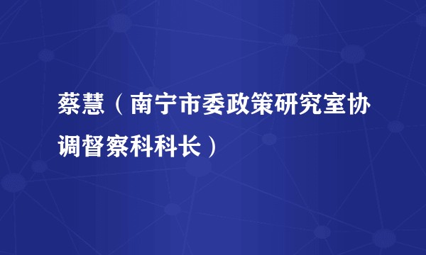 蔡慧（南宁市委政策研究室协调督察科科长）