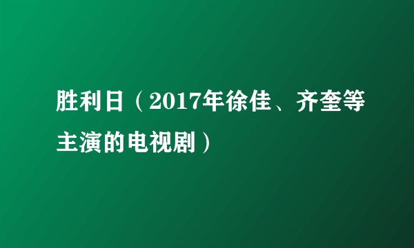 胜利日（2017年徐佳、齐奎等主演的电视剧）