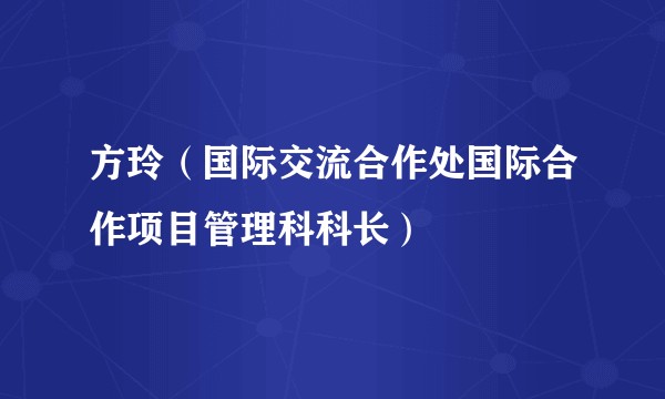 方玲（国际交流合作处国际合作项目管理科科长）