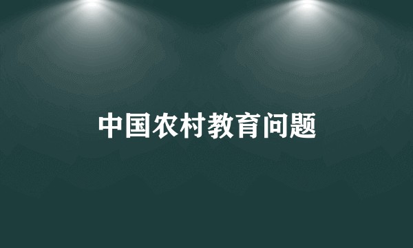 中国农村教育问题