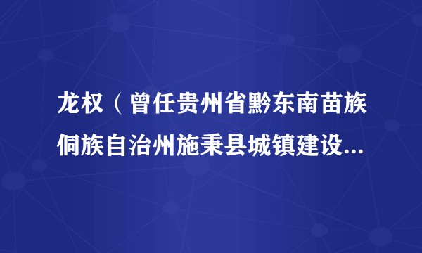 龙权(曾任贵州省黔东南苗族侗族自治州施秉县城镇建设投资开发(集团)有限公司原总经理)