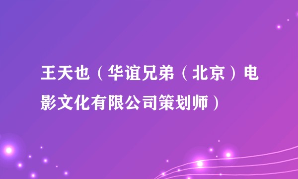 王天也(华谊兄弟(北京)电影文化有限公司策划师)