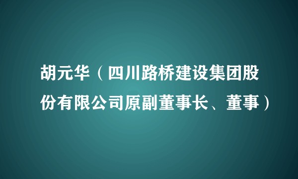 胡元华（四川路桥建设集团股份有限公司原副董事长、董事）