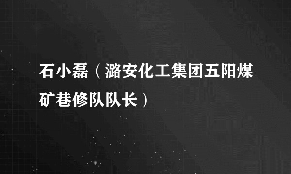 石小磊(潞安化工集团五阳煤矿巷修队队长)