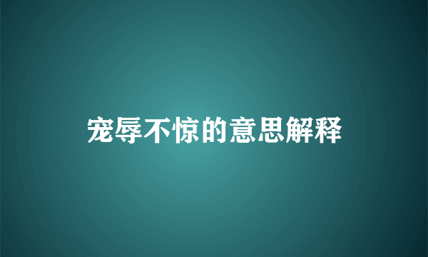 宠辱不惊的意思解释