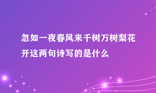 忽如一夜春风来千树万树梨花开这两句诗写的是什么