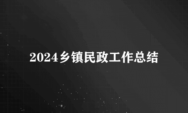 2024乡镇民政工作总结