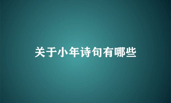 关于小年诗句有哪些