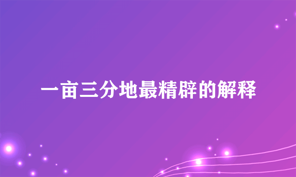 一亩三分地最精辟的解释