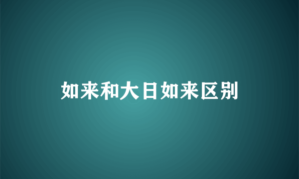 如来和大日如来区别