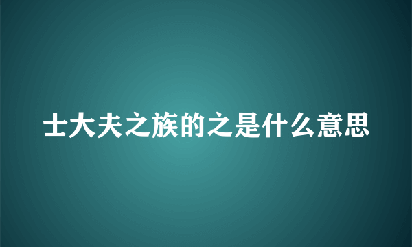 士大夫之族的之是什么意思