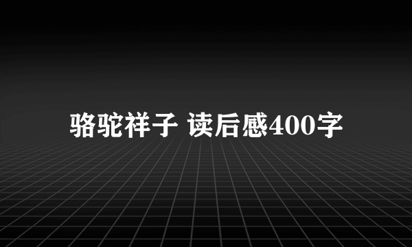 骆驼祥子 读后感400字