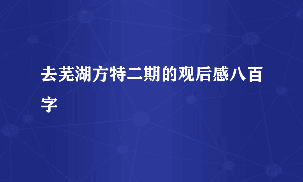 去芜湖方特二期的观后感八百字