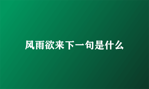 风雨欲来下一句是什么