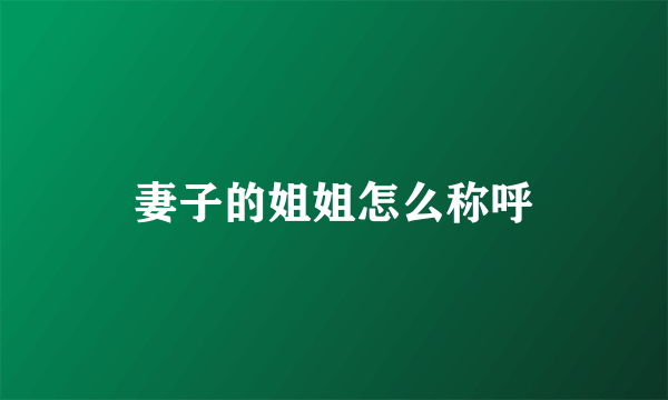 妻子的姐姐怎么称呼