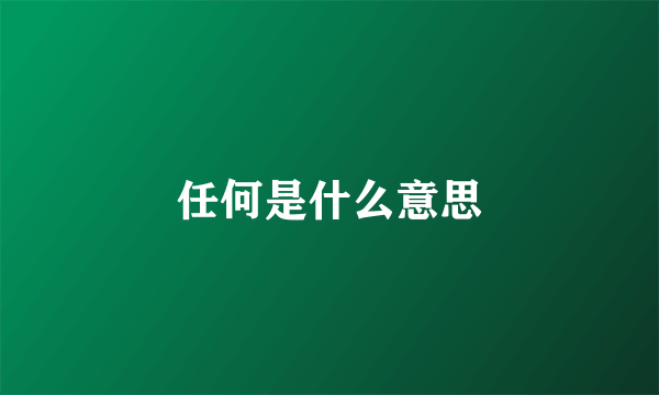 任何是什么意思