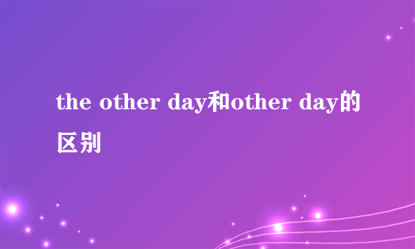the other day和other day的区别