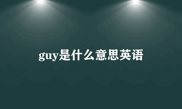 guy是什么意思英语