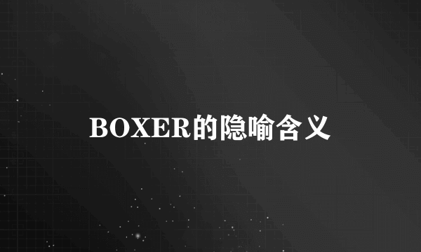 BOXER的隐喻含义