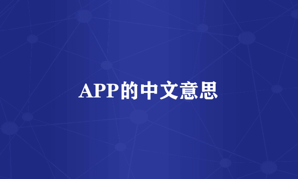 APP的中文意思