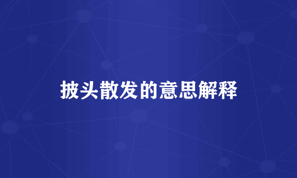 披头散发的意思解释