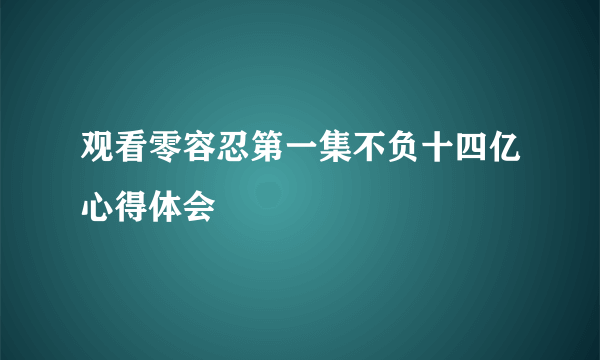 观看零容忍第一集不负十四亿心得体会