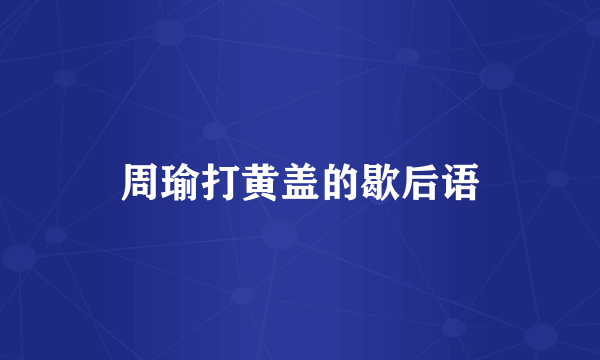 周瑜打黄盖的歇后语