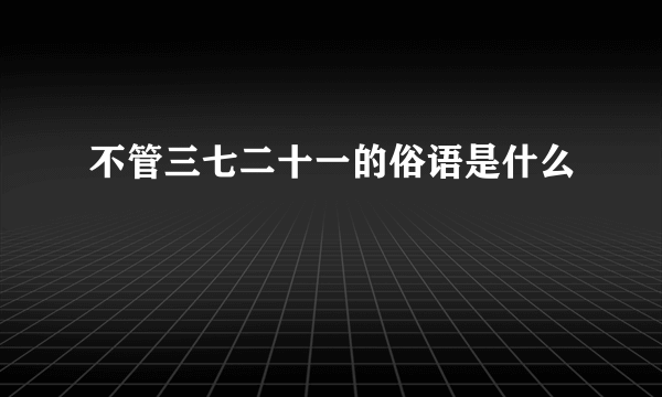 不管三七二十一的俗语是什么
