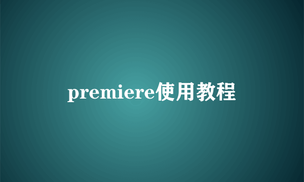 premiere使用教程