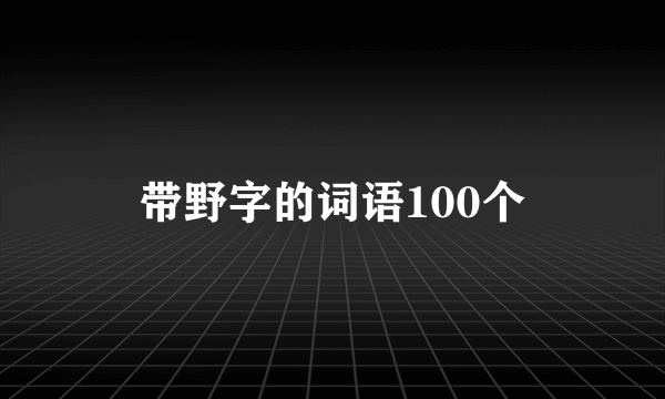 带野字的词语100个