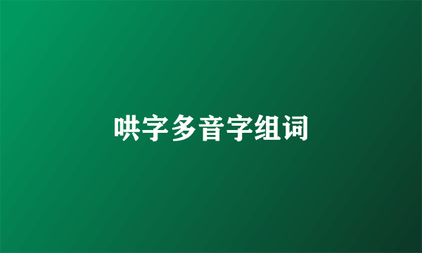 哄字多音字组词