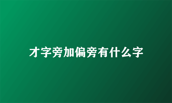 才字旁加偏旁有什么字