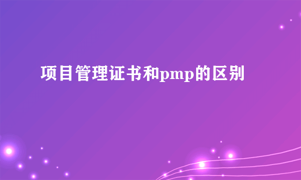 项目管理证书和pmp的区别