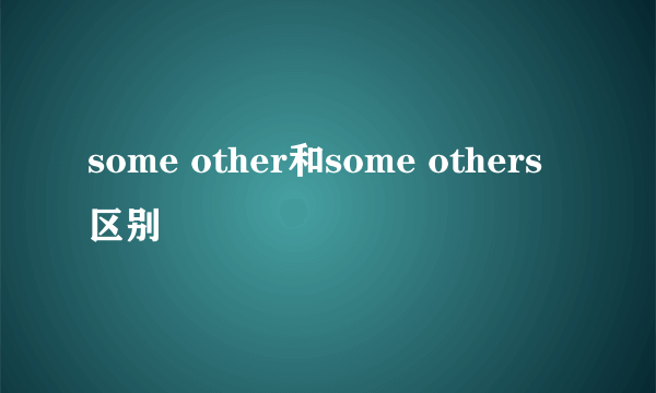 some other和some others区别