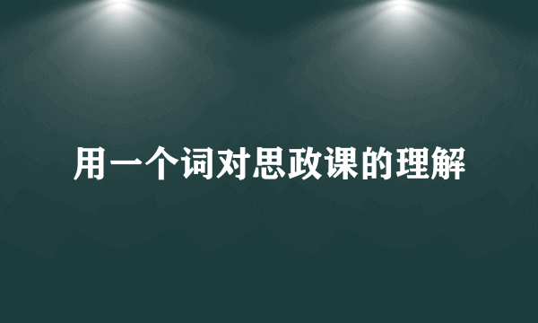 用一个词对思政课的理解