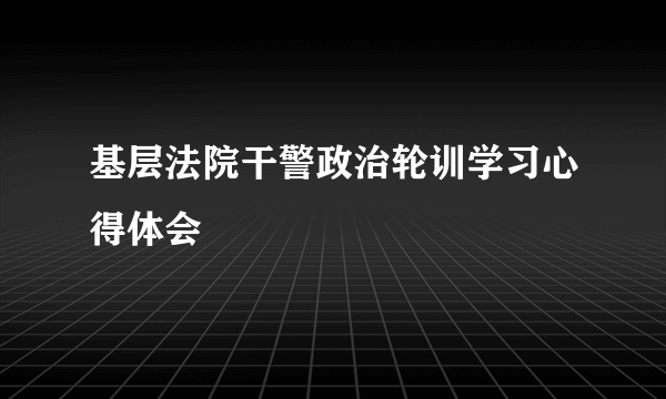 基层法院干警政治轮训学习心得体会