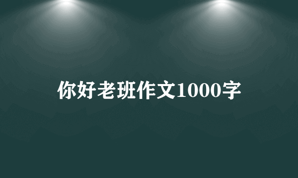 你好老班作文1000字