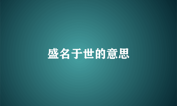 盛名于世的意思