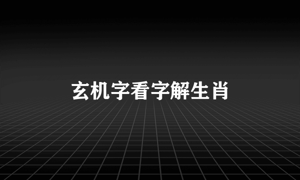 玄机字看字解生肖