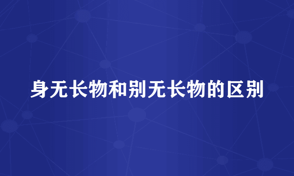 身无长物和别无长物的区别