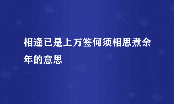 相逄已是上万签何须相思煮余年的意思