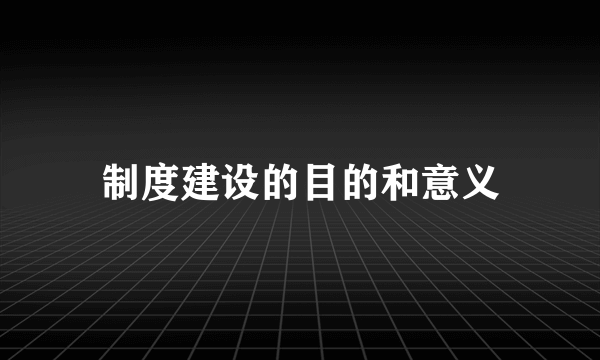 制度建设的目的和意义