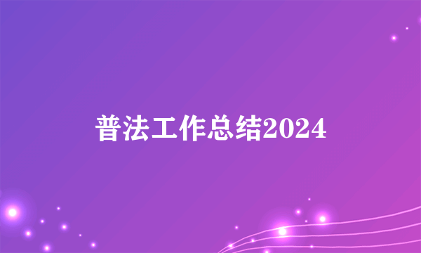 普法工作总结2024