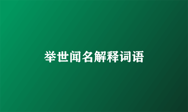 举世闻名解释词语