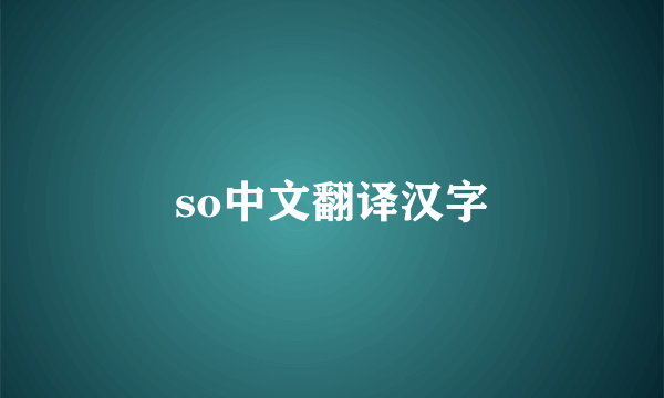 so中文翻译汉字