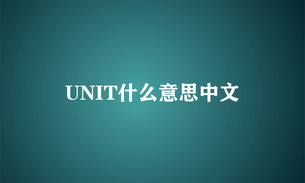 UNIT什么意思中文