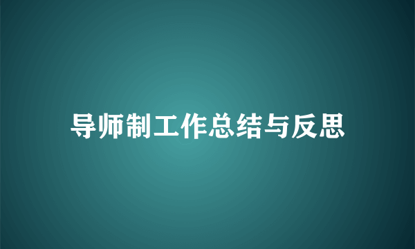 导师制工作总结与反思