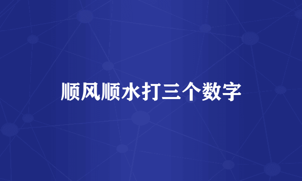 顺风顺水打三个数字
