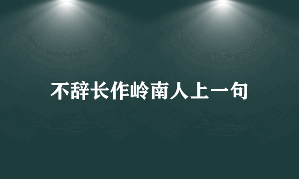 不辞长作岭南人上一句
