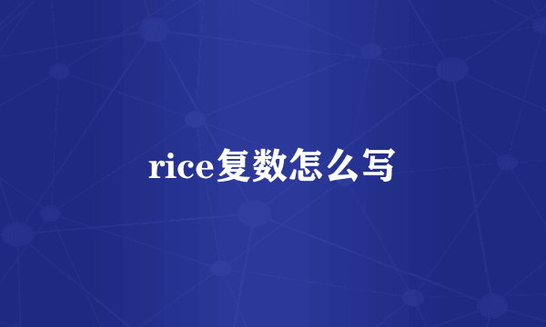 rice复数怎么写